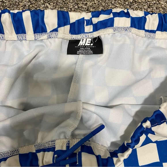 Melody Ehsani Warp Baggy Women’s Track Pants 2X XXL blue white checkered warped - Picture 6 of 16